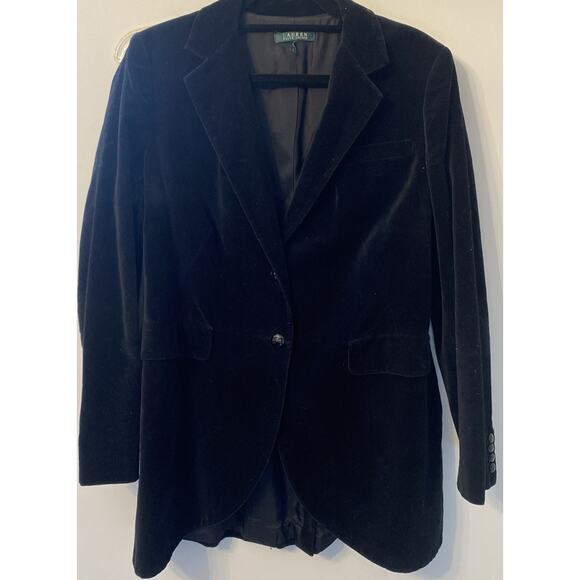 Ralph Lauren Jackets & Blazers - Vintage Lauren Ralph Lauren Women's Black Velvet Blazer Jacket Sz 14 Academia